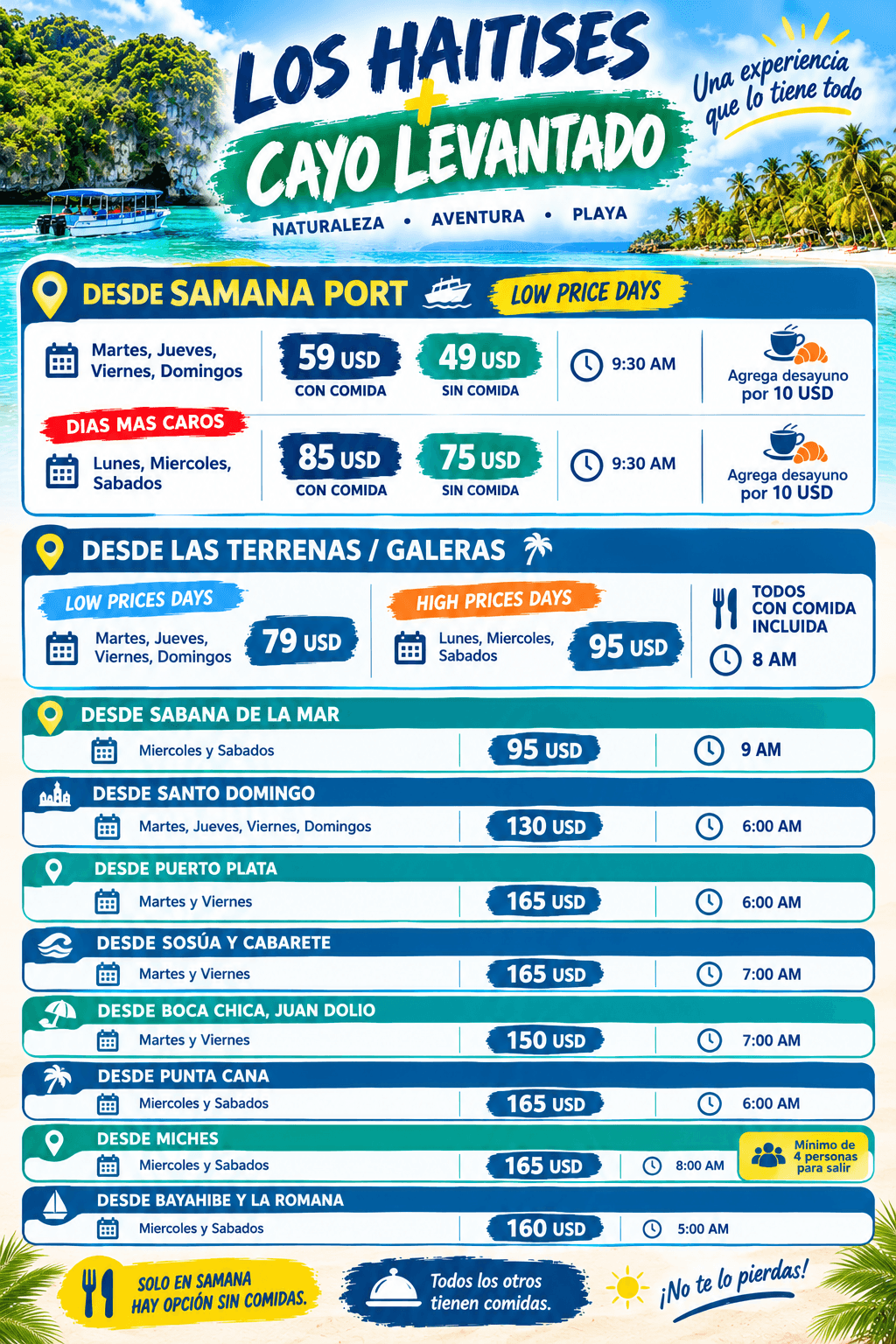 Visite de Los Haitises et Cayo Levantado : tarifs et guide